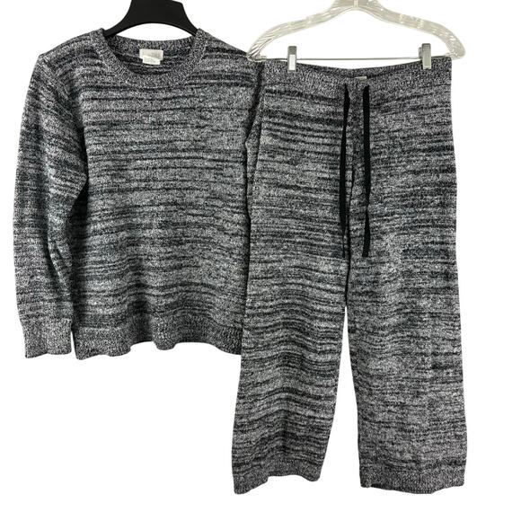 Softies Marshmallow Crew Neck 2pc Ultra Soft Lounge Set Top Pants Small Black - Picture 1 of 7